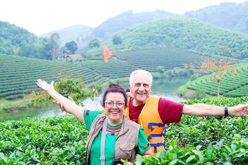 Du khách Pháp hào hứng khám phá vẻ đẹp Đảo chè ở Nghệ An