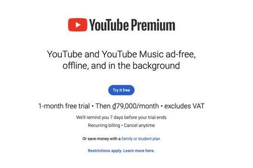 Dịch vụ YouTube Premium - xem video liên tục không quảng cáo có tại Việt Nam