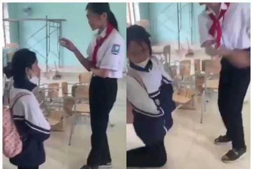 Xác minh sự việc nữ sinh bị bạn bắt quỳ gối tát liên tiếp vào mặt