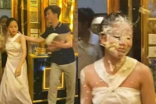 Cô gái 'giận tím người' vì bị bạn úp bánh sinh nhật vào mặt