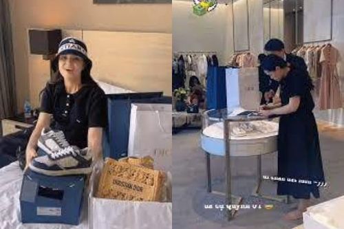 'Công chúa béo' nhà Duy Mạnh đi chân đất 'càn quét' cửa hàng Dior