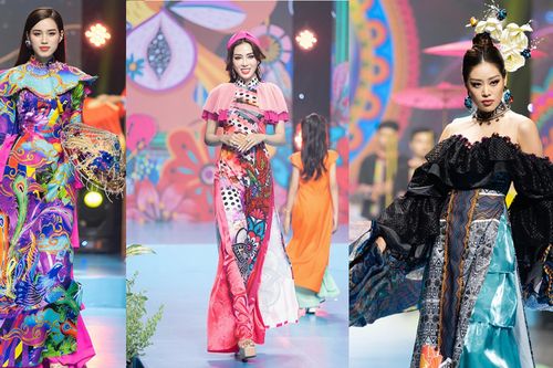 Những đóa hoa rực rỡ trong show thời trang 'Lụa nối miền di sản'