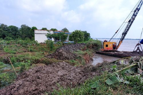 Vĩnh Long khẩn trương gia cố sạt lở tại cồn Thanh Long
