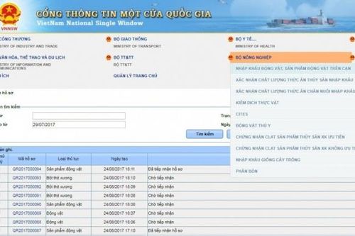 Nâng cấp 2 thủ tục về nông nghiệp trên Cổng thông tin một cửa quốc gia