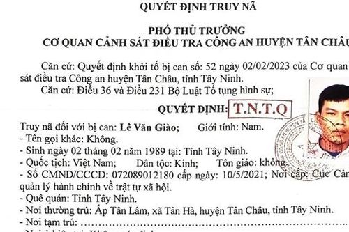 Truy nã toàn quốc Lê Văn Giào về hành vi đánh bạc