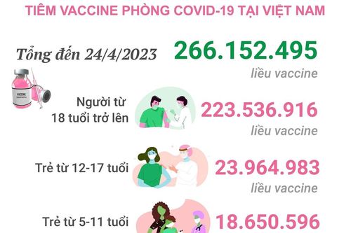Tình hình tiêm vaccine phòng COVID-19 tại Việt Nam tính đến hết ngày 24/4/2023