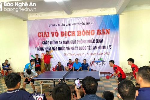 Sôi nổi Giải vô địch bóng bàn huyện Yên Thành