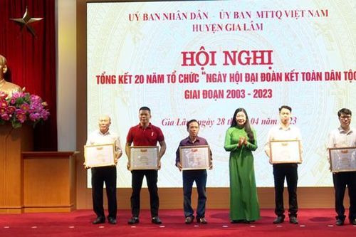 Tổng kết 20 năm 'Ngày hội Đại đoàn kết toàn dân tộc' huyện Gia Lâm