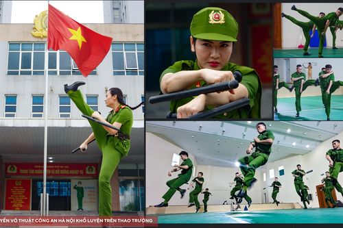 Xem nữ Công an Thủ đô khổ luyện võ thuật trên thao trường