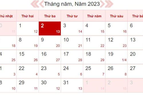Xem lịch âm ngày 2/5/2023