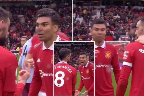 Casemiro tức giận mắng Bruno Fernandes suýt hại MU phút cuối