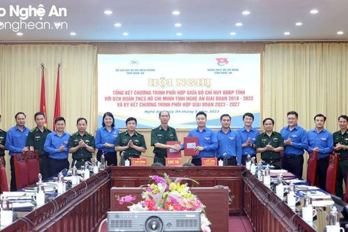 Bộ chỉ huy Bộ đội Biên phòng tỉnh, Tỉnh đoàn Nghệ An ký kết chương trình phối hợp giai đoạn 2023 - 2027
