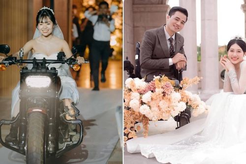 Độc đáo những cô dâu cưỡi thiên nga, lái mô tô, ngồi cần cẩu 10m vào lễ đường