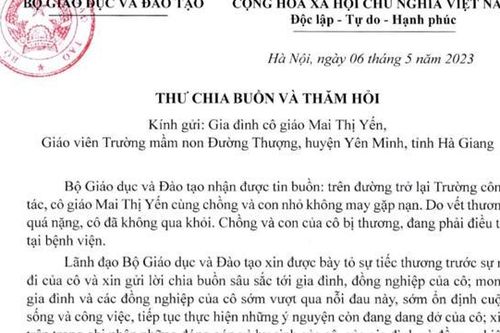Bộ trưởng Bộ GD&ĐT chia buồn với gia đình cô giáo cắm bản bị tai nạn