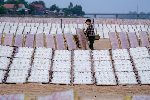 Thăm làng bánh, bún 'tiến vua' bên bờ sông Kôn