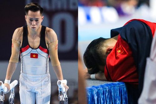 Gục mặt đau đớn vì chấn thương cổ chân, VĐV thể dục dụng cụ Việt Nam vẫn hoàn thành tốt bài thi