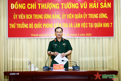 Thượng tướng Vũ Hải Sản kiểm tra và làm việc tại Bộ tư lệnh Quân khu 7