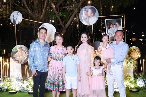 Vy Oanh rạng rỡ xuất hiện cùng chồng con trong tiệc sinh nhật con gái MC Vân Hugo