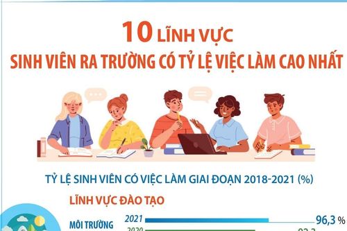 10 lĩnh vực sinh viên ra trường có tỷ lệ việc làm cao nhất