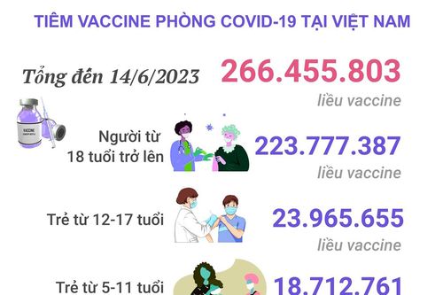 Tình hình tiêm vaccine phòng COVID-19 tại Việt Nam tính đến hết ngày 14/6/2023