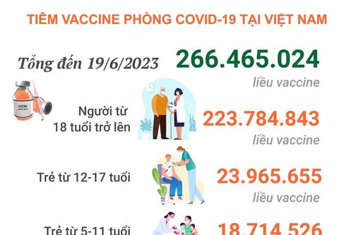 Tình hình tiêm vaccine phòng COVID-19 tại Việt Nam tính đến hết ngày 19/6/2023