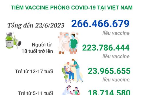 Tình hình tiêm vaccine phòng COVID-19 tại Việt Nam tính đến hết ngày 22/6/2023