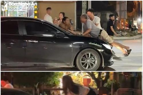 Đi đánh ghen, bố chồng và nàng dâu trèo lên nắp capo ngăn xe di chuyển