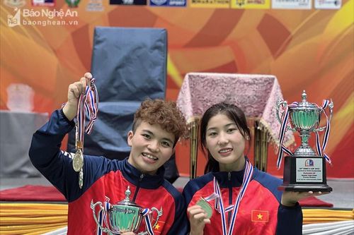 Hai cô gái vàng Nghệ An giành ngôi Vô địch cầu mây thế giới