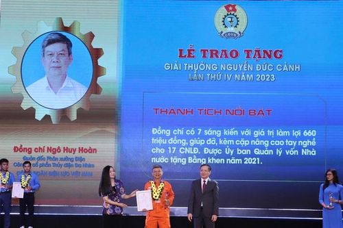EVNGENCO1 có 1 cá nhân tiêu biểu được trao Giải thưởng Nguyễn Đức Cảnh năm 2023