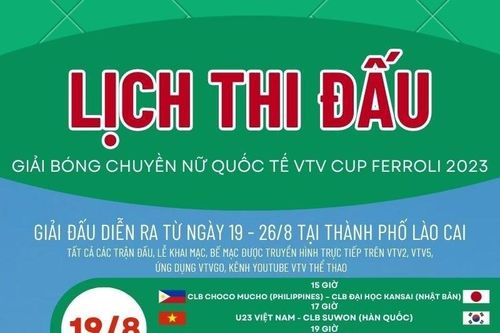 Lịch thi đấu Giải Bóng chuyền nữ quốc tế VTV Cup Ferroli 2023