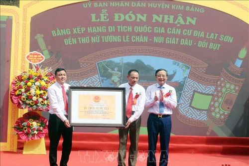 Hà Nam: Đón nhận Bằng xếp hạng di tích Quốc gia căn cứ địa Lạt Sơn