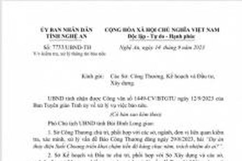 Sau phản ánh của Báo Công Thương, tỉnh Nghệ An chỉ đạo các ngành chức năng vào cuộc