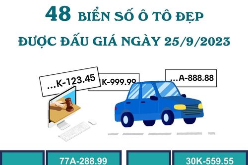 48 biển số ô tô đẹp được đấu giá ngày 25/9/2023