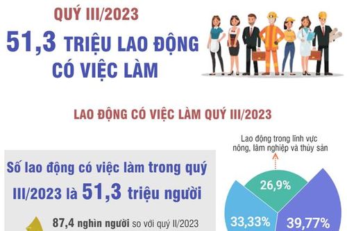 Quý III/2023: 51,3 triệu lao động có việc làm