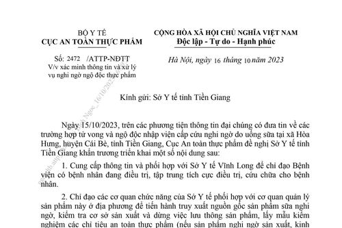 Bộ Y tế đề nghị làm rõ vụ 2 mẹ con tử vong nghi do ngộ độc sữa