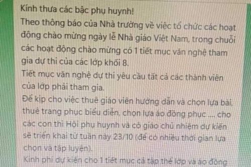 Nghệ An: Thông tin về khoản thu 700.000đồng/học sinh phục vụ ngày 20/11