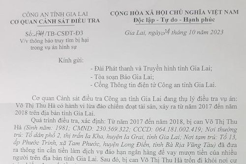 Truy tìm bị hại trong vụ án lừa đảo chiếm đoạt tài sản