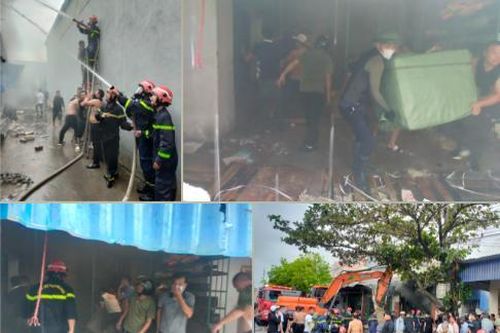 Hải Phòng: Cháy lớn tại kho chứa giày dép