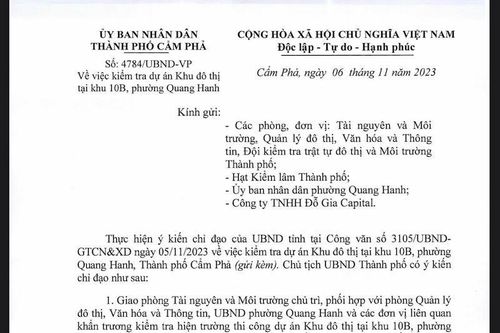 Dừng thi công dự án Khu đô thị tại khu 10B phường Quang Hanh, thành phố Cẩm Phả