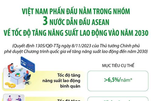 Việt Nam phấn đấu nằm trong top 3 ASEAN về tốc độ tăng năng suất lao động