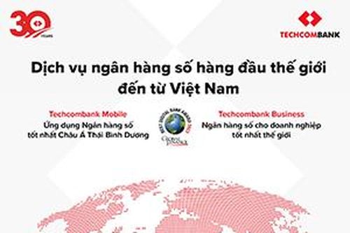 Techcombank thắng giải thưởng dịch vụ ngân hàng số hàng đầu thế giới