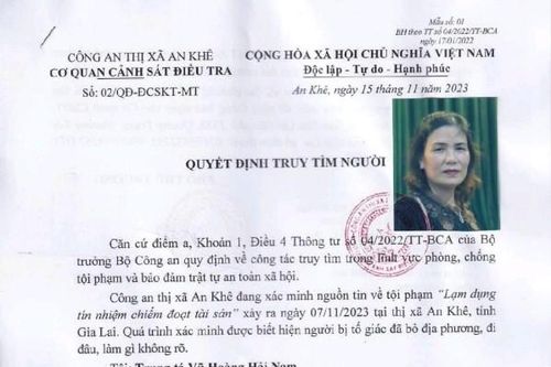 Truy tìm người bị tố giác liên quan đến hành vi 'Lạm dụng tín nhiệm chiếm đoạt tài sản'