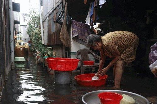 Những căn nhà khi thành hầm, lúc thành ao bên công trình ngăn triều ở TP.HCM