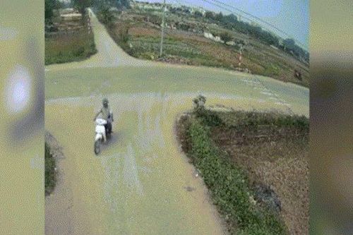 Clip: Học sinh lao ra đường lớn quá nhanh khiến xe tải lật nhào