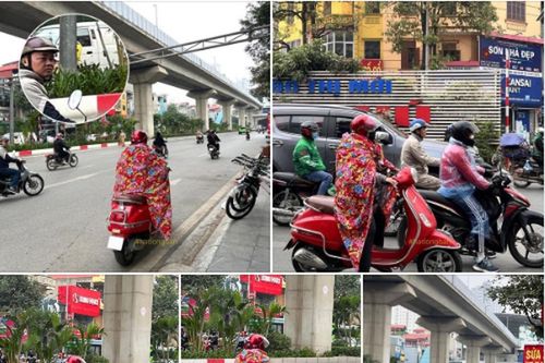Trời rét, hình ảnh trùm chăn bông phi xe máy gây bão mạng