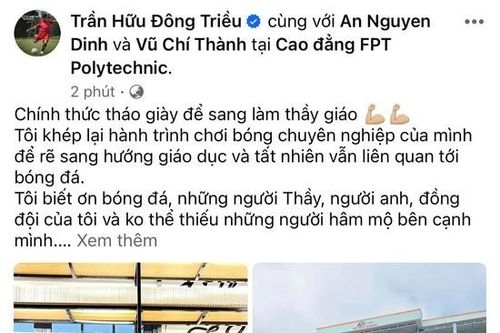 Cựu sao HAGL 'tháo giày', chuyển sang làm… thầy giáo