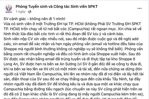 Trường ĐH cảnh báo sinh viên nguy cơ bị 'bắt cóc' khi xin việc