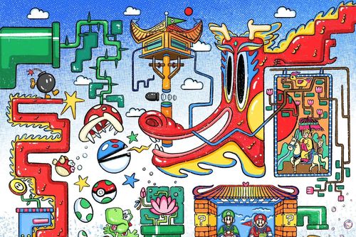'Họa rồng' phong cách Super Mario chào Xuân Giáp Thìn