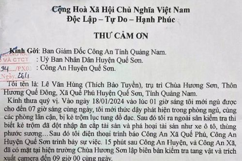Những lá thư cảm ơn về chiến công giữ bình yên cuộc sống