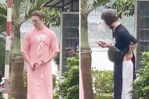 Hai anh Tây đang hot nhất MXH: Mặc áo dài Việt Nam nhưng cái kết lạ lắm!